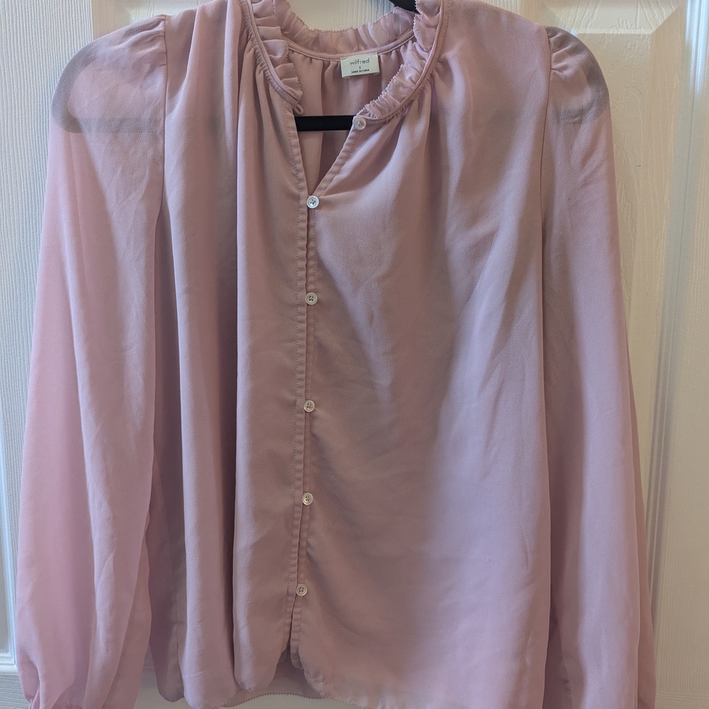 As-Is Aritzia Semi-Sheer Chiffon Top with sleeve stain